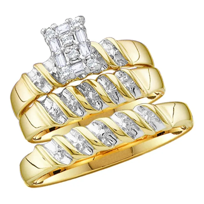 10kt Yellow Gold His Hers Round Diamond Cluster Matching Bridal Wedding Ring Band Set 110 Cttw mayamila Rings 10kt Yellow Gold His Hers Round Diamond Cluster Matching Bridal Wedding Ring Band Set 110 Cttw mayamila Rings