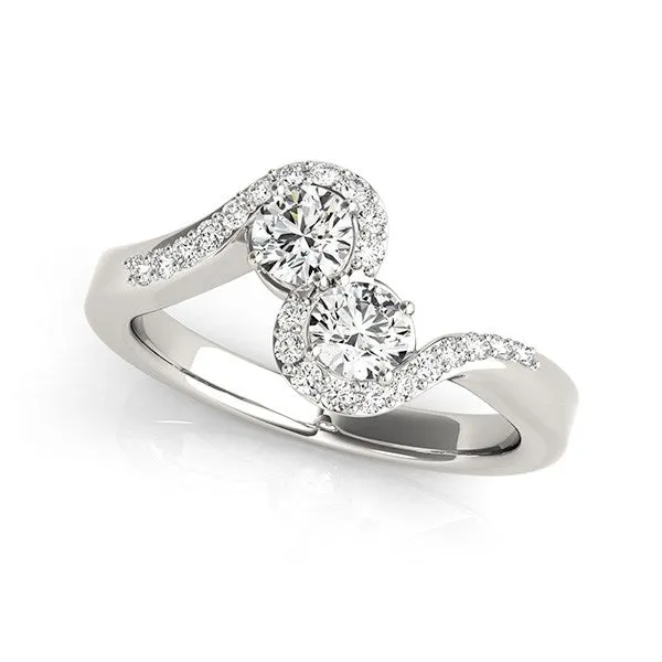 14k White Gold Curved Band Style Two Diamond Ring 58 cttw MayaMila Rings 14k White Gold Curved Band Style Two Diamond Ring 58 cttw MayaMila Rings