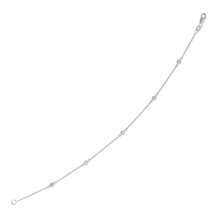 MayaMila Bracelets 14k White Gold 7 inch Bracelet with Petite Diamond Stations MayaMila Bracelets 14k White Gold 7 inch Bracelet with Petite Diamond Stations