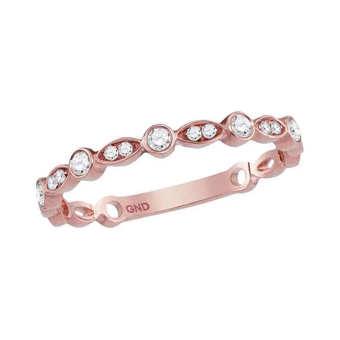 Rings 14kt Rose Gold Womens Round Diamond Stackable Band Ring 16 Cttw mayamila Rings 14kt Rose Gold Womens Round Diamond Stackable Band Ring 16 Cttw mayamila