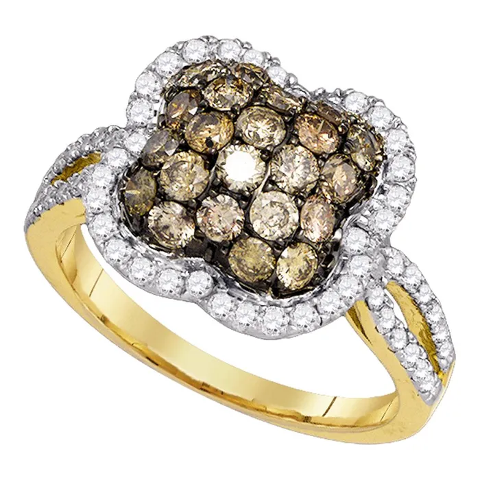 Rings mayamila 10kt Yellow Gold Womens Round Cognacbrown Color Enhanced Diamond Quatrefoil Cluster Ring 112 Cttw Rings mayamila 10kt Yellow Gold Womens Round Cognacbrown Color Enhanced Diamond Quatrefoil Cluster Ring 112 Cttw
