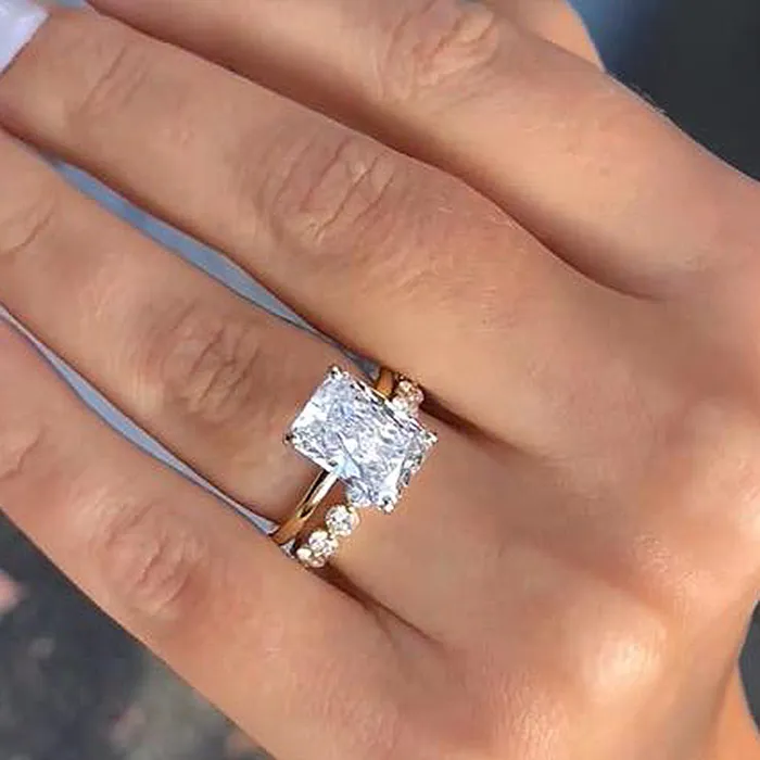 Stunning Radiant Cut Bridal Set In Sterling Silver Shineofdiamond Rings