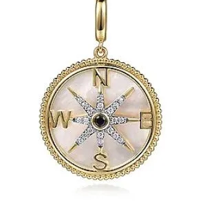 14K Yellow Gold Diamond Blue Sapphire Compass Medallion Pendant GABRIEL CO Necklaces