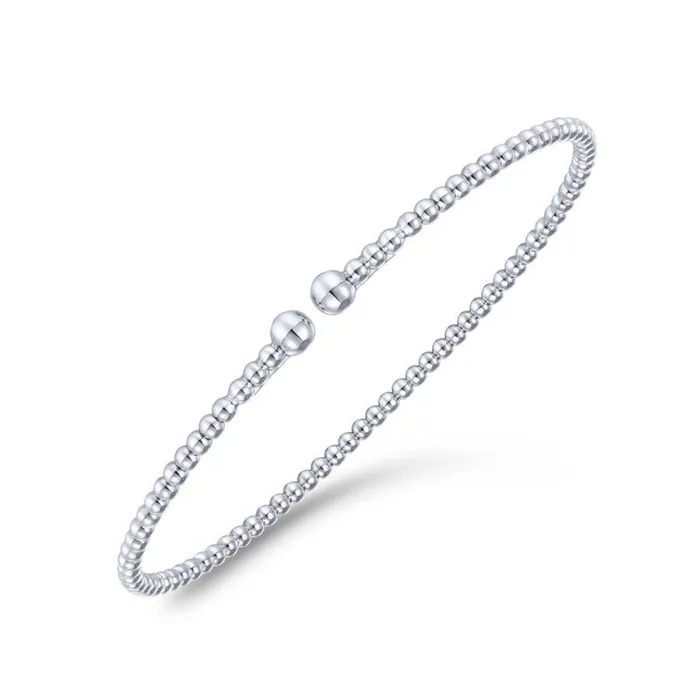 GABRIEL CO Bracelets Split 14K White Gold Beaded Bujukan Bangle