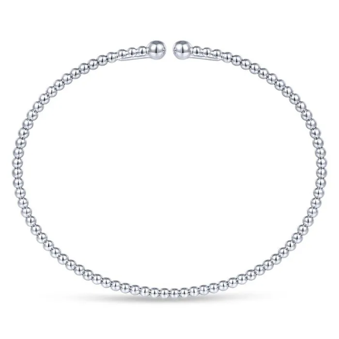 GABRIEL CO Bracelets Split 14K White Gold Beaded Bujukan Bangle