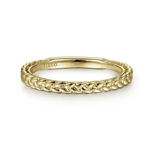 GABRIEL CO Rings 14K Yellow Gold Braided Stackable Ring