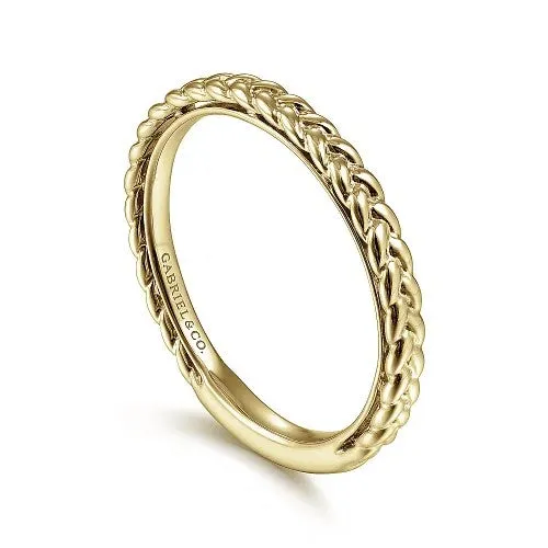 GABRIEL CO Rings 14K Yellow Gold Braided Stackable Ring