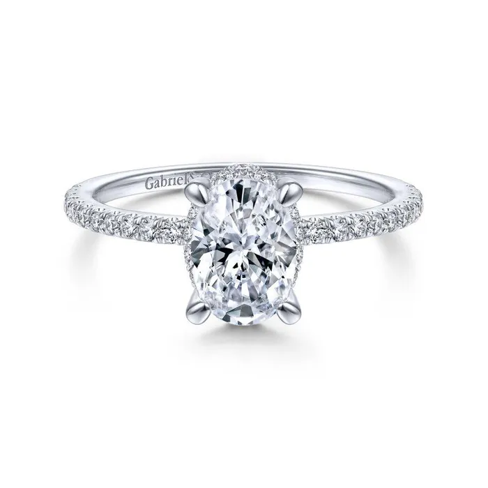 GABRIEL CO Rings Hart 14K White Gold Hidden Halo Oval Diamond Engagement Ring Setting Only GABRIEL CO Rings Hart 14K White Gold Hidden Halo Oval Diamond Engagement Ring Setting Only