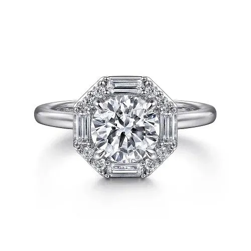GABRIEL CO Rings Seina 14K White Gold Round Hidden Halo Diamond Engagement Ring Setting Only GABRIEL CO Rings Seina 14K White Gold Round Hidden Halo Diamond Engagement Ring Setting Only