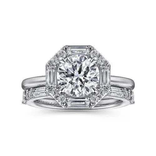 GABRIEL CO Rings Seina 14K White Gold Round Hidden Halo Diamond Engagement Ring Setting Only GABRIEL CO Rings Seina 14K White Gold Round Hidden Halo Diamond Engagement Ring Setting Only