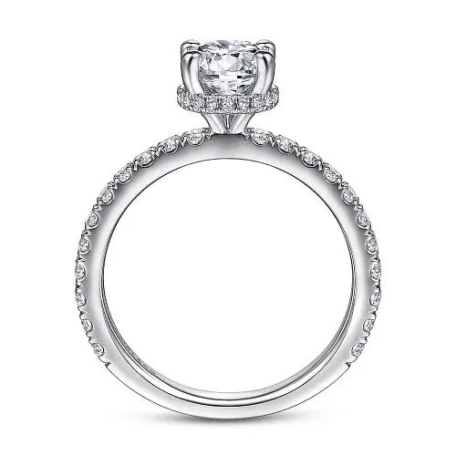 Rings GABRIEL CO Alina 14K White Gold Hidden Halo Round Diamond Engagement Ring Setting Only