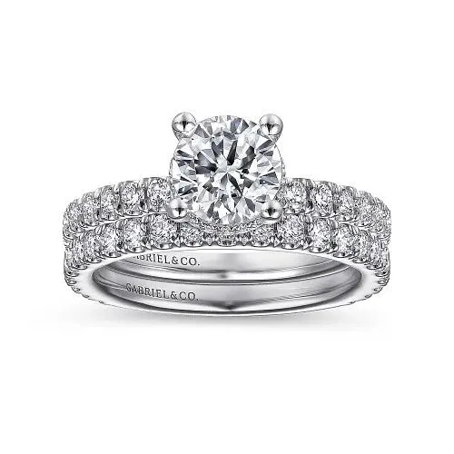 Rings GABRIEL CO Alina 14K White Gold Hidden Halo Round Diamond Engagement Ring Setting Only