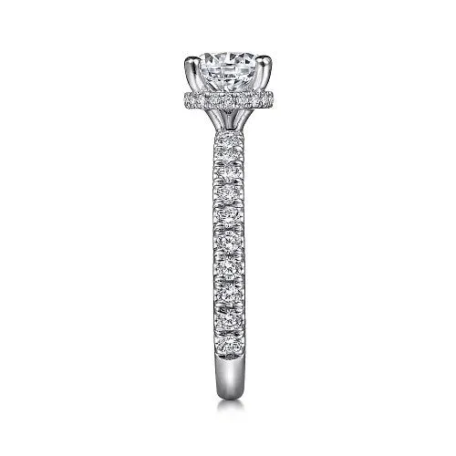 Rings GABRIEL CO Alina 14K White Gold Hidden Halo Round Diamond Engagement Ring Setting Only