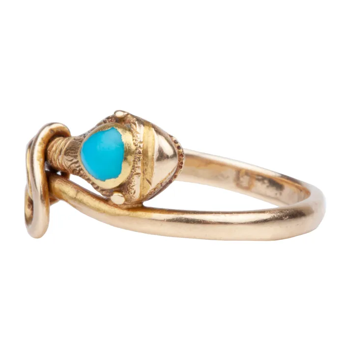 Rings Victorian Turquoise Snake Ring Bell Bird Antiques