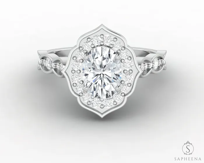 Sapheena Jewelry Rings Cecelia 075 Ct Oval Cut Moissanite Engagement Ring