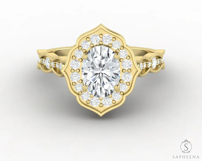 Sapheena Jewelry Rings Cecelia 075 Ct Oval Cut Moissanite Engagement Ring