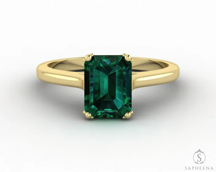 Sapheena Jewelry Rings Lilian 125 Ct Solitaire Emerald Cut Green Emerald Engagement Ring Sapheena Jewelry Rings Lilian 125 Ct Solitaire Emerald Cut Green Emerald Engagement Ring