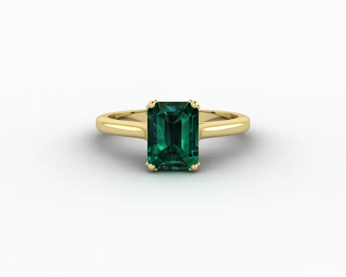Sapheena Jewelry Rings Lilian 125 Ct Solitaire Emerald Cut Green Emerald Engagement Ring