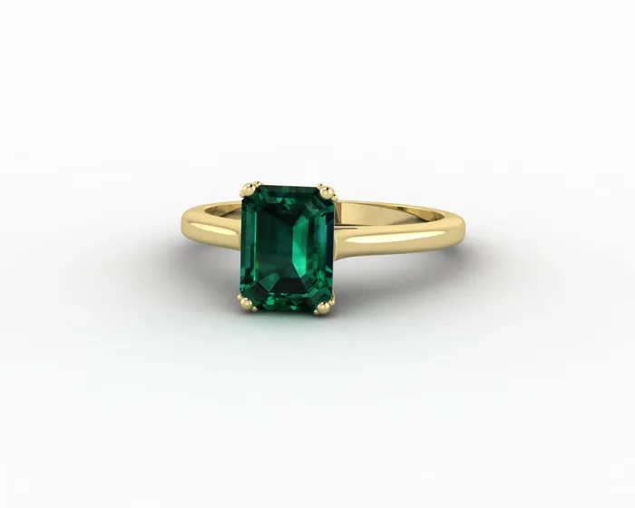 Sapheena Jewelry Rings Lilian 125 Ct Solitaire Emerald Cut Green Emerald Engagement Ring