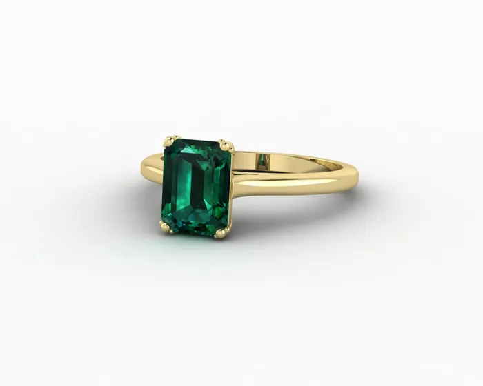 Sapheena Jewelry Rings Lilian 125 Ct Solitaire Emerald Cut Green Emerald Engagement Ring