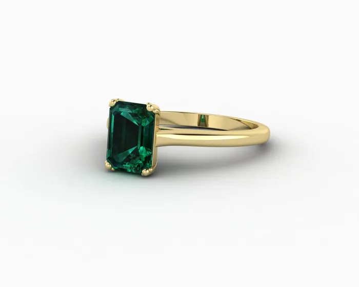 Sapheena Jewelry Rings Lilian 125 Ct Solitaire Emerald Cut Green Emerald Engagement Ring