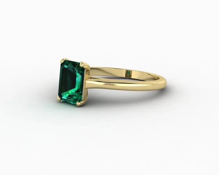 Sapheena Jewelry Rings Lilian 125 Ct Solitaire Emerald Cut Green Emerald Engagement Ring