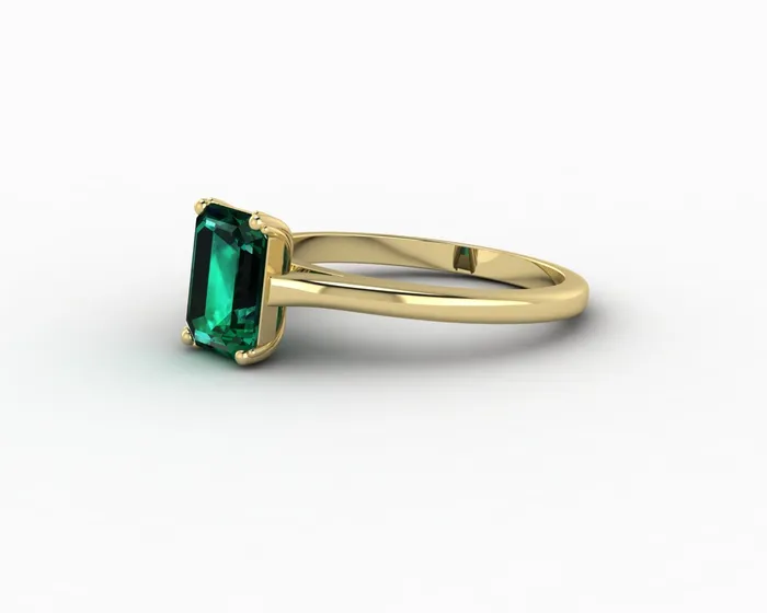 Sapheena Jewelry Rings Lilian 125 Ct Solitaire Emerald Cut Green Emerald Engagement Ring