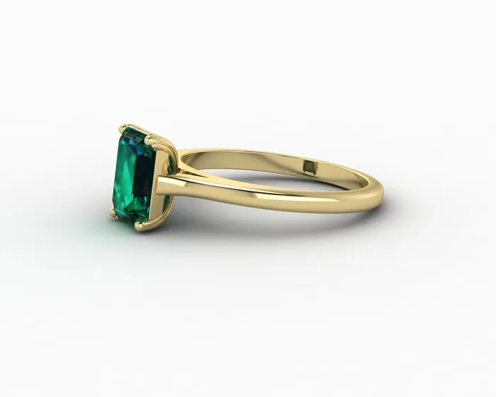 Sapheena Jewelry Rings Lilian 125 Ct Solitaire Emerald Cut Green Emerald Engagement Ring