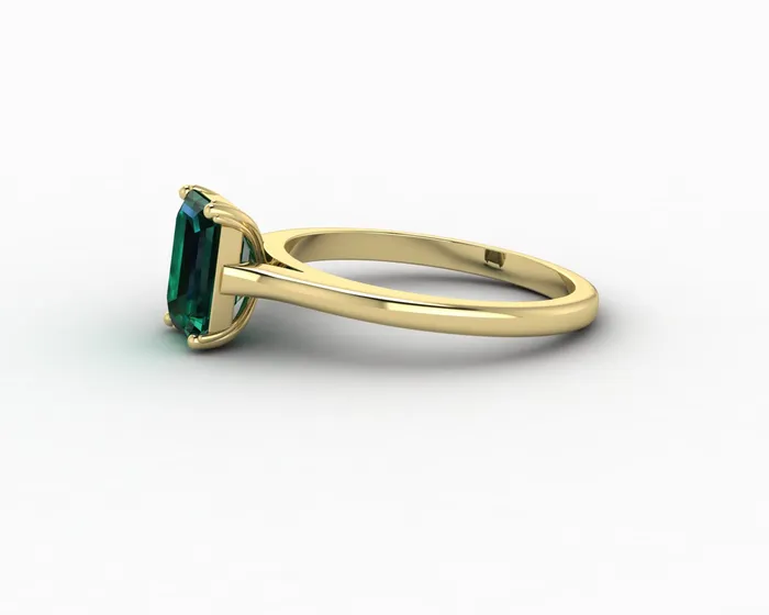Sapheena Jewelry Rings Lilian 125 Ct Solitaire Emerald Cut Green Emerald Engagement Ring