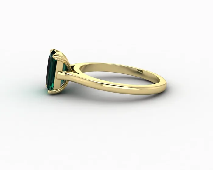 Sapheena Jewelry Rings Lilian 125 Ct Solitaire Emerald Cut Green Emerald Engagement Ring