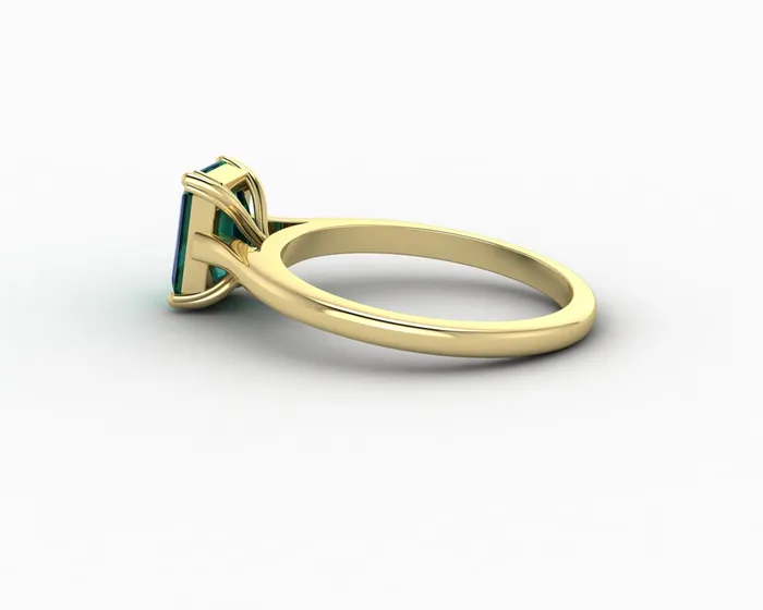 Sapheena Jewelry Rings Lilian 125 Ct Solitaire Emerald Cut Green Emerald Engagement Ring