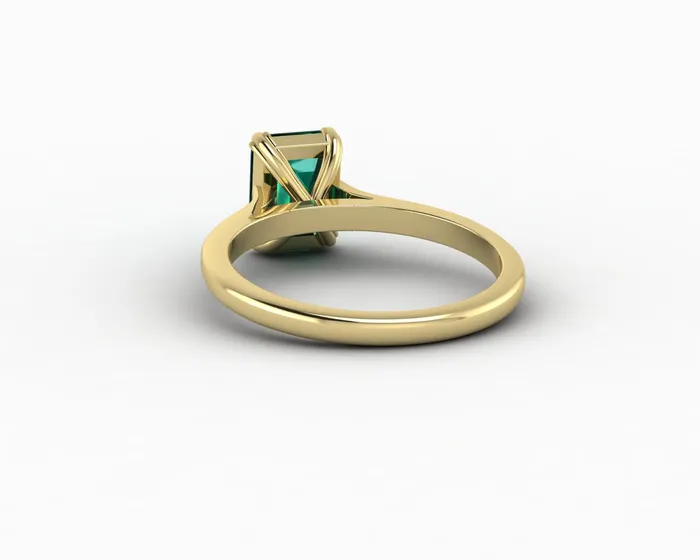 Sapheena Jewelry Rings Lilian 125 Ct Solitaire Emerald Cut Green Emerald Engagement Ring