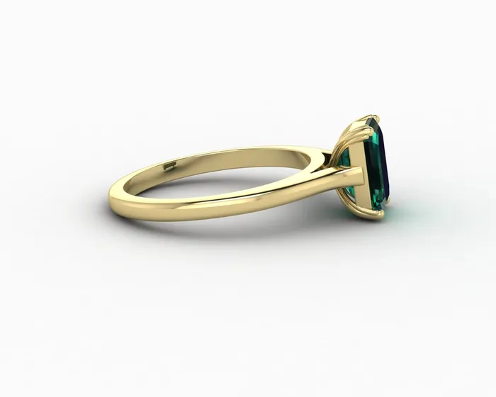 Sapheena Jewelry Rings Lilian 125 Ct Solitaire Emerald Cut Green Emerald Engagement Ring