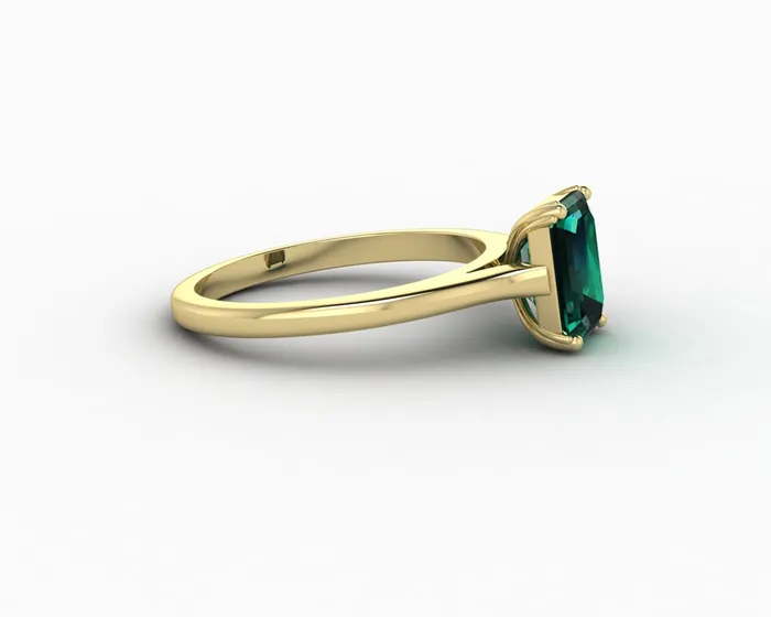 Sapheena Jewelry Rings Lilian 125 Ct Solitaire Emerald Cut Green Emerald Engagement Ring