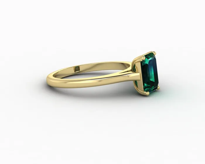 Sapheena Jewelry Rings Lilian 125 Ct Solitaire Emerald Cut Green Emerald Engagement Ring