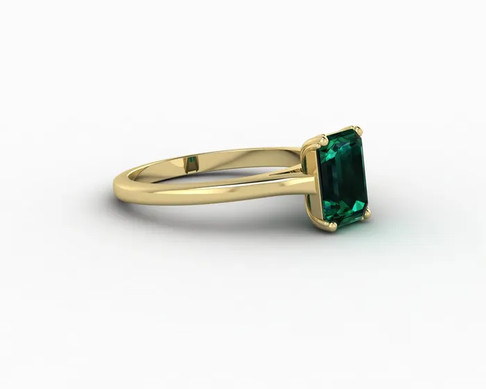 Sapheena Jewelry Rings Lilian 125 Ct Solitaire Emerald Cut Green Emerald Engagement Ring