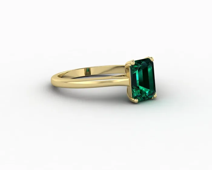 Sapheena Jewelry Rings Lilian 125 Ct Solitaire Emerald Cut Green Emerald Engagement Ring