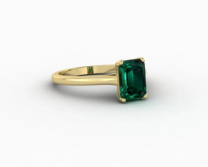 Sapheena Jewelry Rings Lilian 125 Ct Solitaire Emerald Cut Green Emerald Engagement Ring