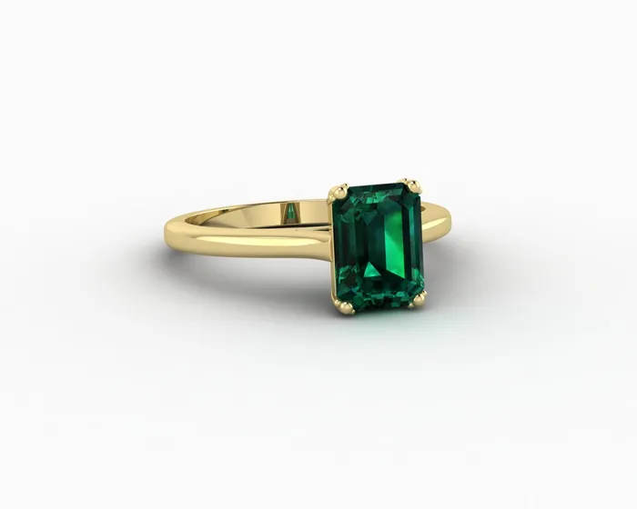 Sapheena Jewelry Rings Lilian 125 Ct Solitaire Emerald Cut Green Emerald Engagement Ring