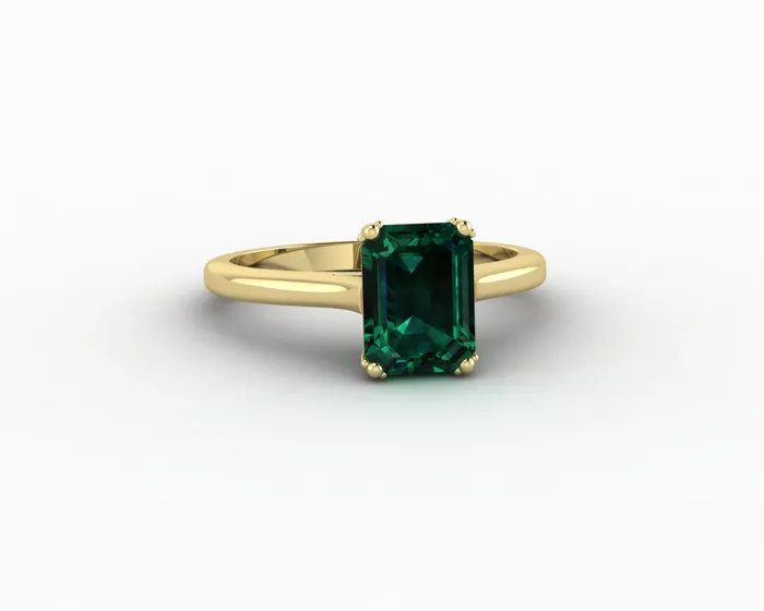 Sapheena Jewelry Rings Lilian 125 Ct Solitaire Emerald Cut Green Emerald Engagement Ring