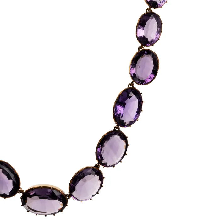 Victorian Era Amethyst Rivire Necklace Bell Bird Antiques Necklaces