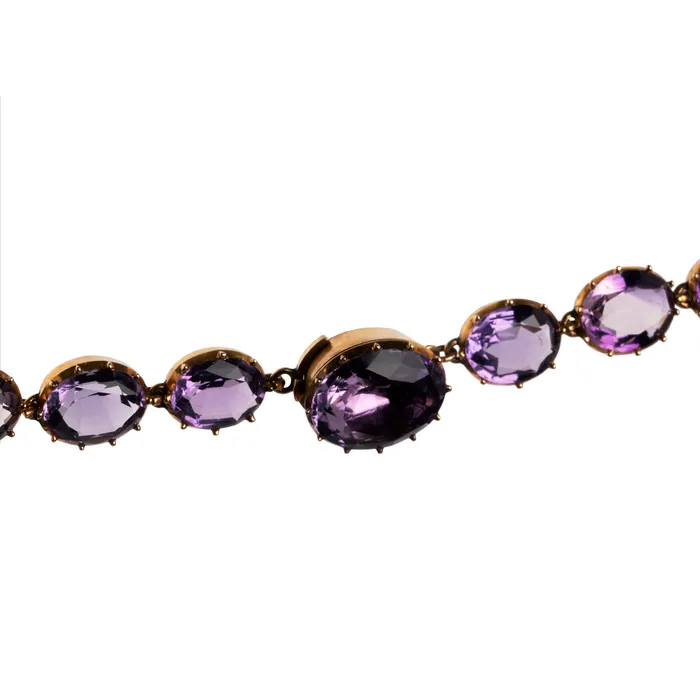 Victorian Era Amethyst Rivire Necklace Bell Bird Antiques Necklaces