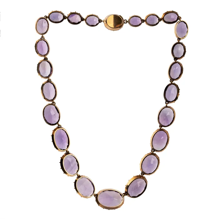 Victorian Era Amethyst Rivire Necklace Bell Bird Antiques Necklaces