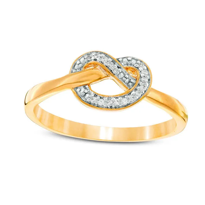 005 CT TW Natural Diamond Love Knot Pretzel Ring in Sterling Silver with Solid 14K Gold Plate Goldia Rings 005 CT TW Natural Diamond Love Knot Pretzel Ring in Sterling Silver with Solid 14K Gold Plate Goldia Rings