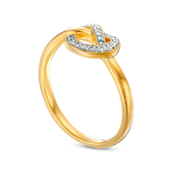 005 CT TW Natural Diamond Love Knot Pretzel Ring in Sterling Silver with Solid 14K Gold Plate Goldia Rings 005 CT TW Natural Diamond Love Knot Pretzel Ring in Sterling Silver with Solid 14K Gold Plate Goldia Rings