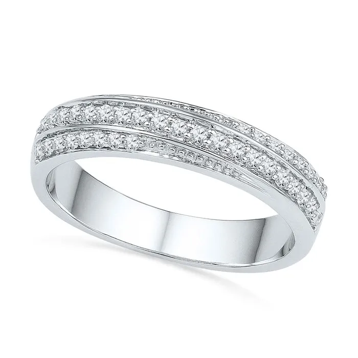 025 CT TW Natural Diamond Band in Solid 10K White Gold Goldia Rings