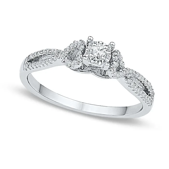 025 CT TW Natural Diamond Heart Sides Split Shank Promise Ring in Solid 10K White Gold Goldia Rings 025 CT TW Natural Diamond Heart Sides Split Shank Promise Ring in Solid 10K White Gold Goldia Rings