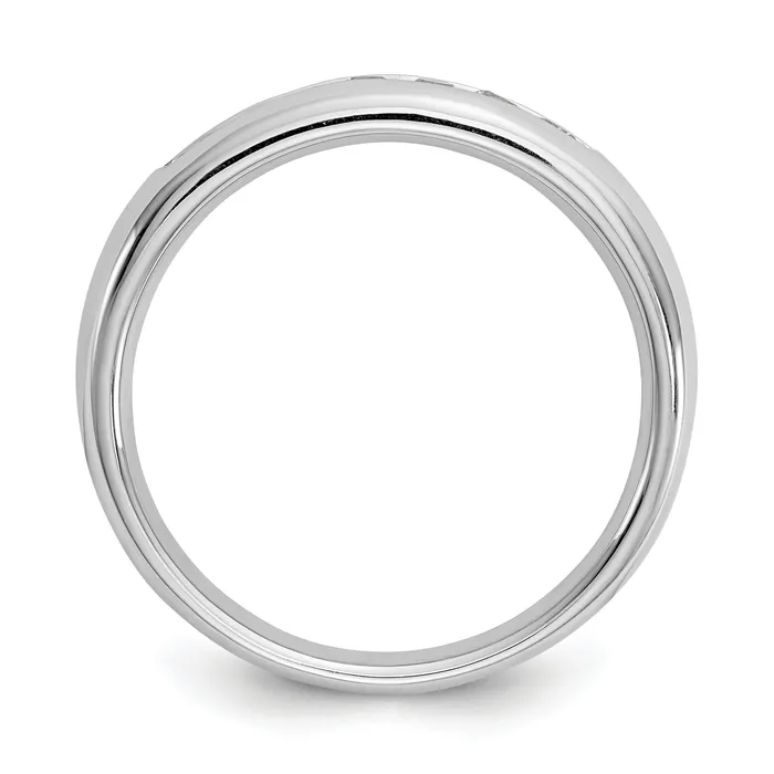 027ct CZ Solid Real 14K White Gold 7Stone Channel Wedding Band Ring Goldia Rings
