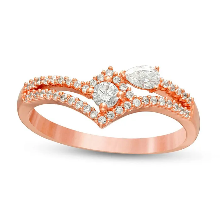 033 CT TW Natural Diamond Split Shank Chevron Wrap Ring in Solid 10K Rose Gold Goldia Rings 033 CT TW Natural Diamond Split Shank Chevron Wrap Ring in Solid 10K Rose Gold Goldia Rings