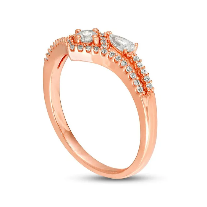 033 CT TW Natural Diamond Split Shank Chevron Wrap Ring in Solid 10K Rose Gold Goldia Rings 033 CT TW Natural Diamond Split Shank Chevron Wrap Ring in Solid 10K Rose Gold Goldia Rings
